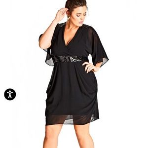 City Chic Faux Wrap Drape Dress